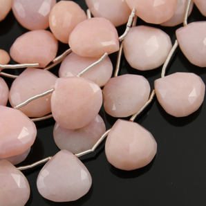 Pink Opal Faceted Tear Drop Heart, (POPL/9mm/HT) - Beadspoint