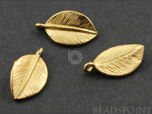 24K Gold Vermeil Over Sterling Silver Leaf Charm -- VM/CH4/CR27 - Beadspoint