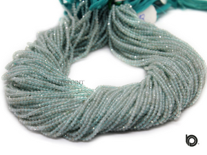 Aquamarine Micro Faceted Rondelle Beads, (AQUA-2RNDL) - Beadspoint