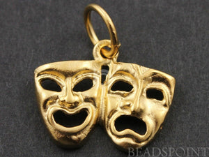 24K Gold Vermeil Over Sterling Silver Drama Mask Charm-- VM/CH10/CR18 - Beadspoint