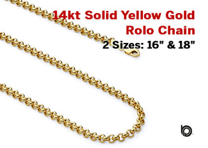 14KT Yellow Gold Oval Rolo Chain, 1.2 mm, (8-14KT-Rolo)