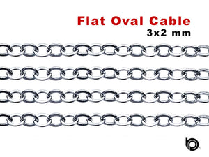 Sterling Silver Heavy Weight Flat Oval Cable Chain, 3x2 mm, (SS-013)
