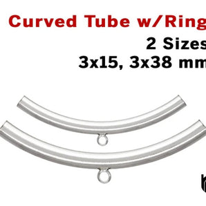 Sterling Silver Curved Tube w/Ring, 2 Sizes (SS/1645/RNG)