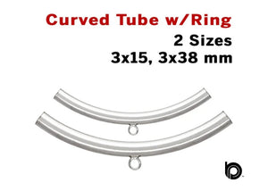 Sterling Silver Curved Tube w/Ring, 2 Sizes (SS/1645/RNG)
