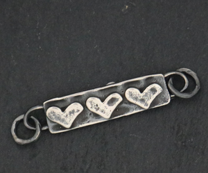 Sterling Silver Trio of Hearts Connector, -- (AF-183) - Beadspoint