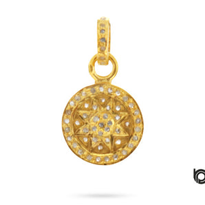 Pave Diamond Sun Medallion Charm, (DCH-158)