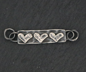 Sterling Silver Trio of Hearts Connector, -- (AF-183) - Beadspoint