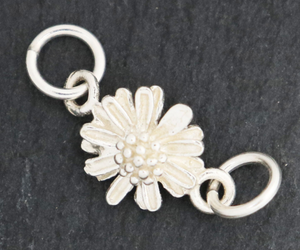 2 Pcs, Sterling Silver Artisan Daisy Connector (HT-8246) - Beadspoint