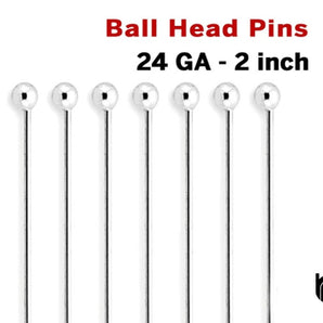 Sterling Silver Ball Head Pins, 10 Pcs, (SS/B24)