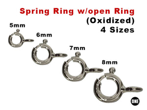 Sterling Silver Oxidized Handmade Artisan Spring Ring Clasp with Open Ring attached (OX-840)