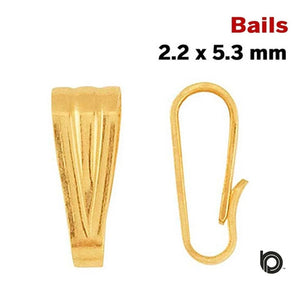 14K Gold Filled Bails, 5 Pcs, 2.2x5.3 mm, Wholesale Price, (GF/297)