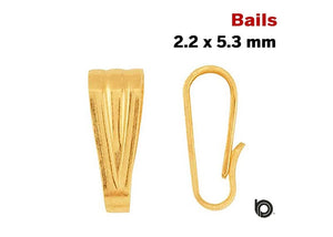 14K Gold Filled Bails, 5 Pcs, 2.2x5.3 mm, Wholesale Price, (GF/297)