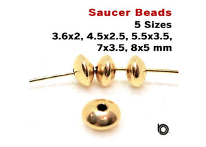 Gold Filled Saucer Beads, 5 Sizes, (GF/620)