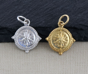 Sterling Silver handmade compass Charm,  Compass - (HT-8273) - Beadspoint