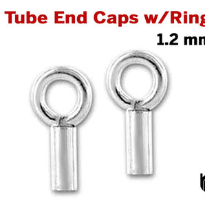 Sterling Silver Tube End Caps W/ Ring, 4 PCS,(SS/503)