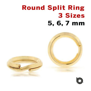 Gold Filled Round Split Ring, 3 Sizes  (GF/363)