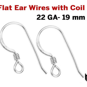 Sterling Silver Flat Ear Wires With Coil (SS/696)