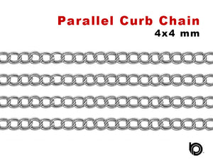 Sterling Silver Parallel Curb Chain, 4x4 mm, (SS-151)