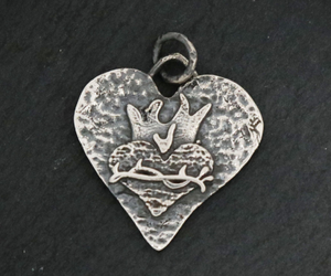 Sterling Silver Handmade Heart on Heart  Pendant, (AF-187) - Beadspoint