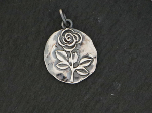 Sterling Silver Rose Pendant, Rose charms -- (AF-256) - Beadspoint
