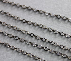 Sterling Silver Antique Finish Flat Cable Chain, (SS/CHN/OX-3) - Beadspoint