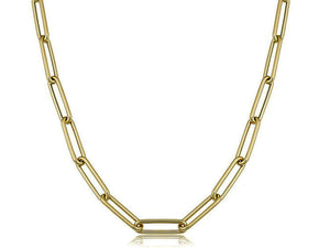 14K Solid Yellow Gold Paperclip Chain Necklace, (14k-2903F(3))