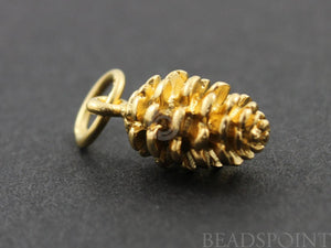 24K Gold Vermeil Over Sterling Silver Pine Charm  -- VM/CH4/CR13 - Beadspoint