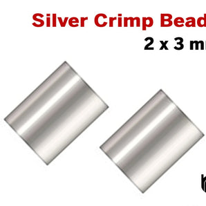 Sterling Silver Crimp Beads,50 PCS (SS/752) 2 x 3 mm