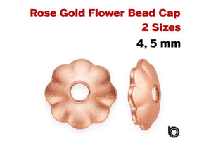 Rose Gold Filled Flower Bead Cap, 2 Sizes 4 mm & 5 mm- Wholesale bulk Pricing, Flower Bead Cap, Rose Gold Bead Cap, (RG/300)