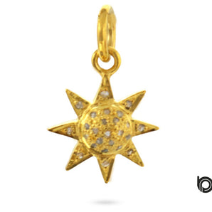 Pave Diamond Sunburst Charm, (DCH-155)