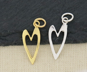 4 Pcs, Sterling Silver handmade Open work Heart Charms,  (HT-8156) - Beadspoint