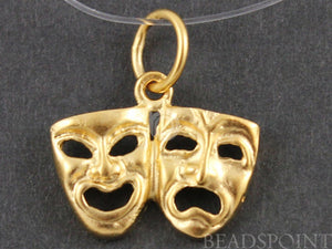 24K Gold Vermeil Over Sterling Silver Drama Mask Charm-- VM/CH10/CR18 - Beadspoint