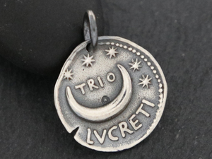Sterling Silver Medallion Series Moon Coin Charm -- (AF-255) - Beadspoint