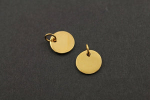 24K Gold Vermeil Over Sterling Silver Flat Round Charm -- VM/CH11/CR3 - Beadspoint