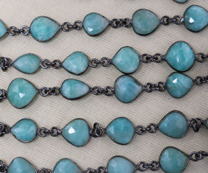 Amazonite Faceted Heart Shape Chain, (BC-AMZ-63) - Beadspoint