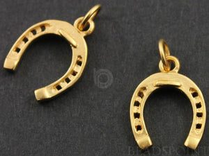 24K Gold Vermeil Over Sterling Horse Shoe Charm  -- VM/CH5/CR17 - Beadspoint