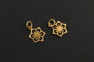 24K Gold Vermeil Over Sterling Silver Flower Charm -- VM/CH4/CR80 - Beadspoint