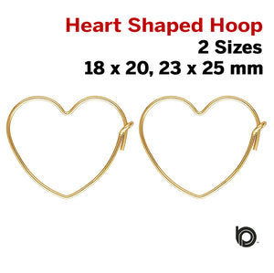 1 Pair, 14k Gold Filled Heart Shaped Hoop, 2 Sizes, (GF-790) - Beadspoint