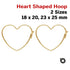 1 Pair, 14k Gold Filled Heart Shaped Hoop, 2 Sizes, (GF-790)