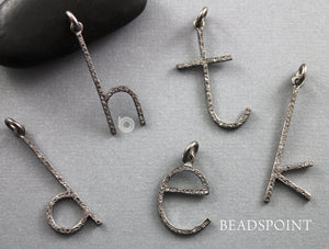 Pave diamond Initial Pendant, (DIN-001) - Beadspoint