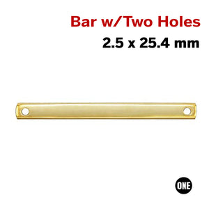 14K Gold Filled Bar w/ two holes, 2.5 x 25.4 mm (GF-757-25) - Beadspoint