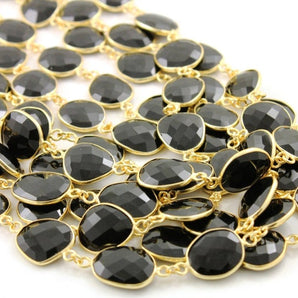 Black Onyx Oval Faceted Bezel Chain, (BC-BNX-23) - Beadspoint