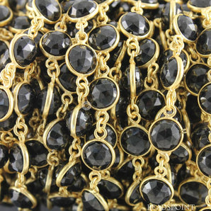 Black Onyx Coin Faceted Bezel Chain, BC-BNX-25 - Beadspoint