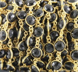 Black Onyx Coin Faceted Bezel Chain, BC-BNX-25 - Beadspoint