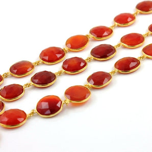 Carnelian Faceted  Bezel Chain, (BC-CAR-56) - Beadspoint