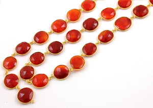 Carnelian Faceted  Bezel Chain, (BC-CAR-56) - Beadspoint