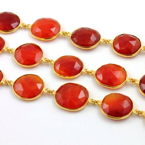 Carnelian Faceted  Bezel Chain, (BC-CAR-56) - Beadspoint