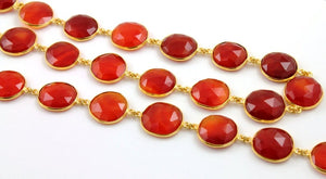 Carnelian Faceted  Bezel Chain, (BC-CAR-56) - Beadspoint