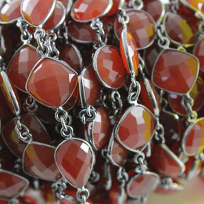 Carnelian Faceted Mixed Shape Bezel Chain, (BC-CAR-57) - Beadspoint