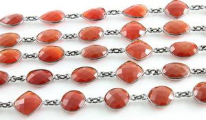 Carnelian Faceted Mixed Shape Bezel Chain, (BC-CAR-57) - Beadspoint
